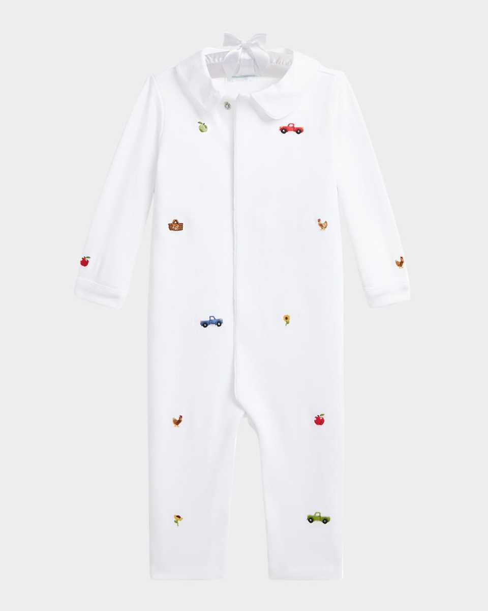 Boy's Embroidered Barnyard Coverall, Size 3M-12